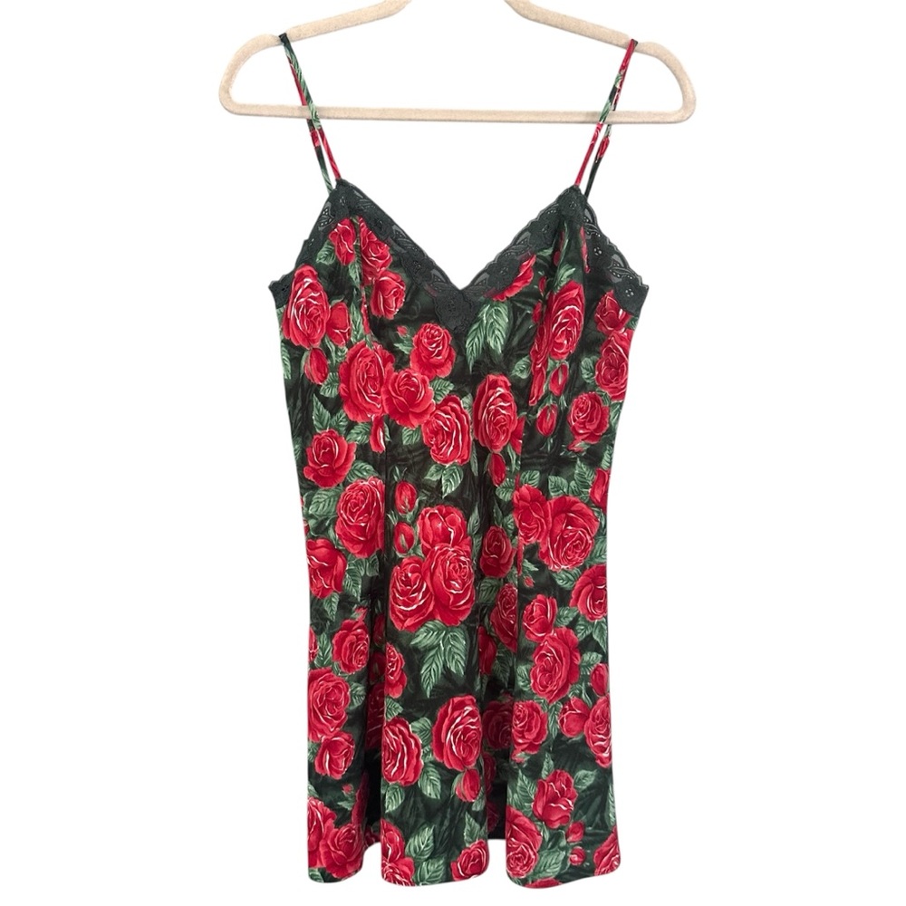 🌹Victoria’s Secret Gold Label Vintage 90’s Rose Satin Slip Mini Dress Small